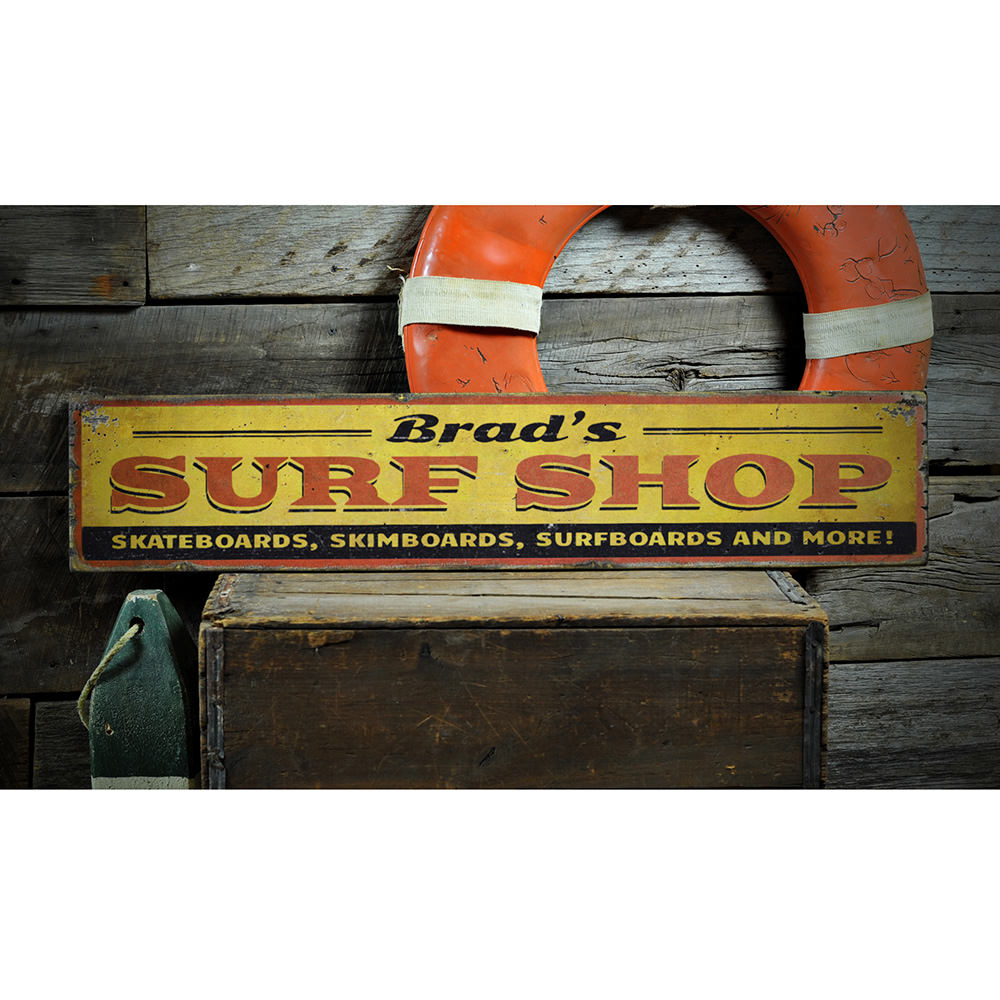 Surf Shop Vintage Wood Sign