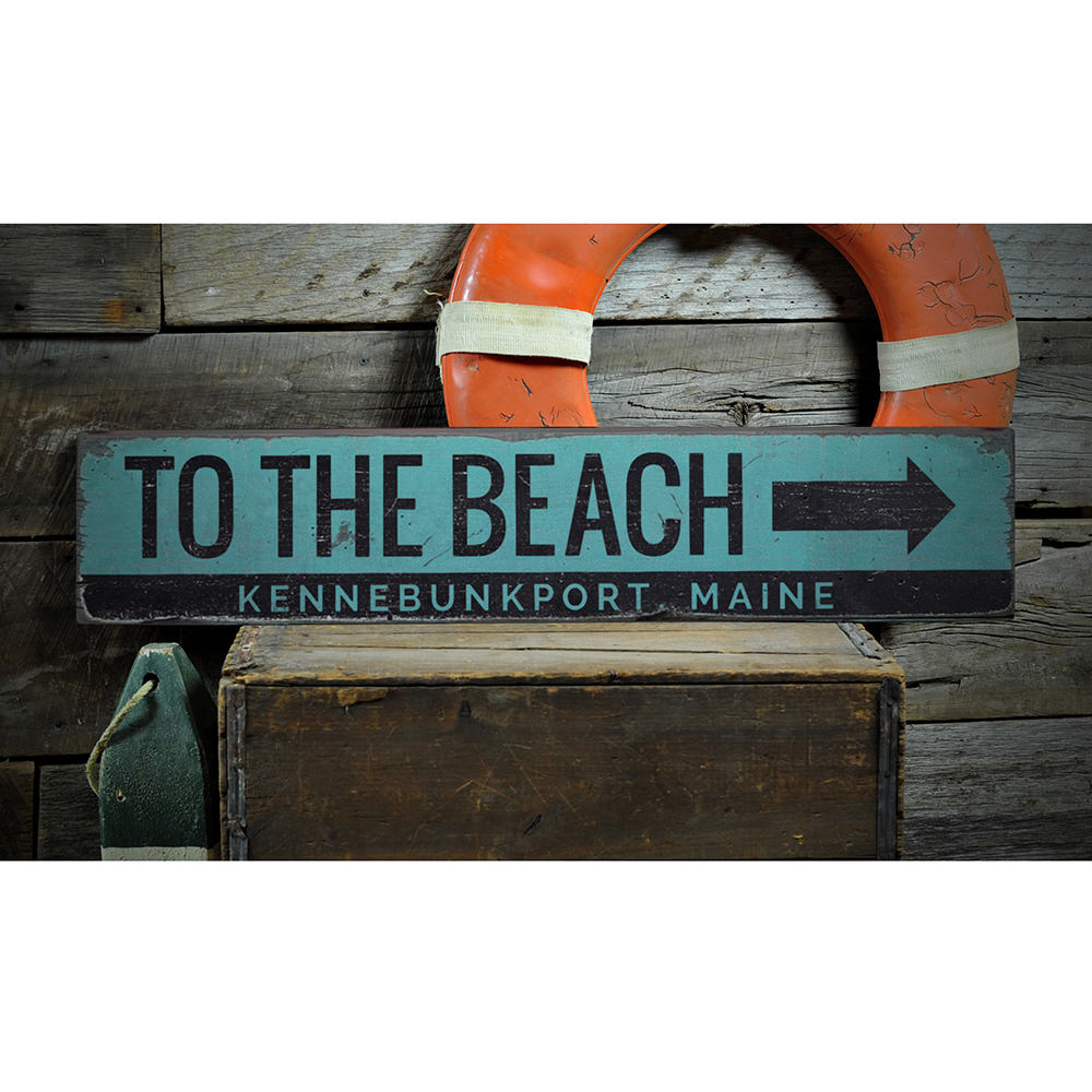 To the Beach Vintage Wood Sign
