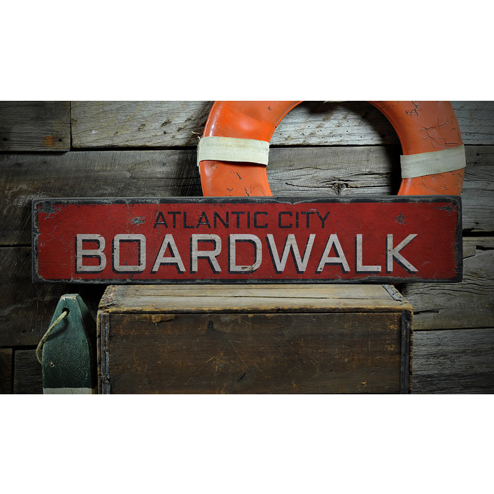 Boardwalk Location Vintage Wood Sign
