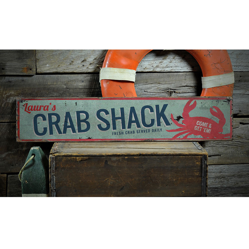 Fresh Crab Vintage Wood Sign