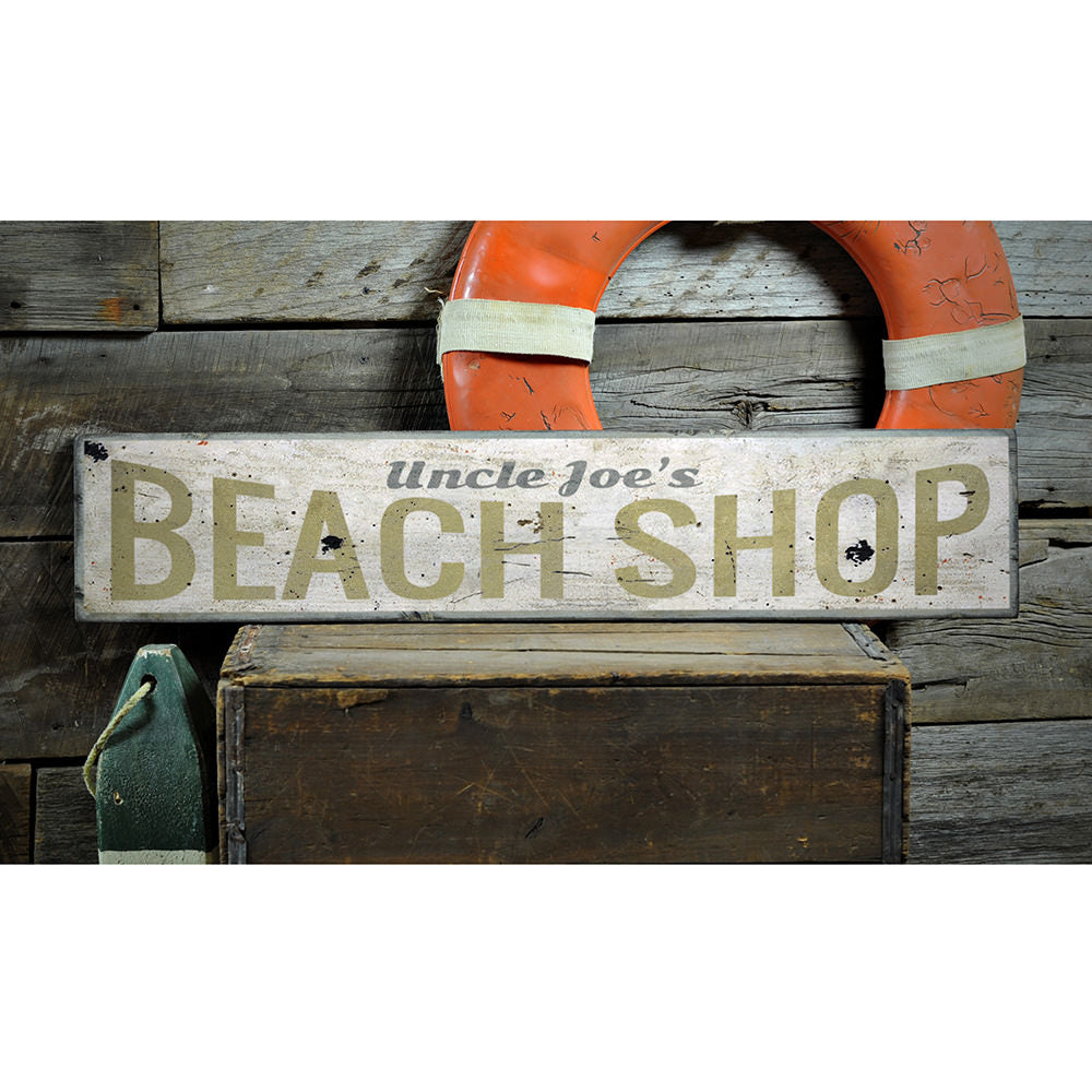 Beach Shop Vintage Wood Sign