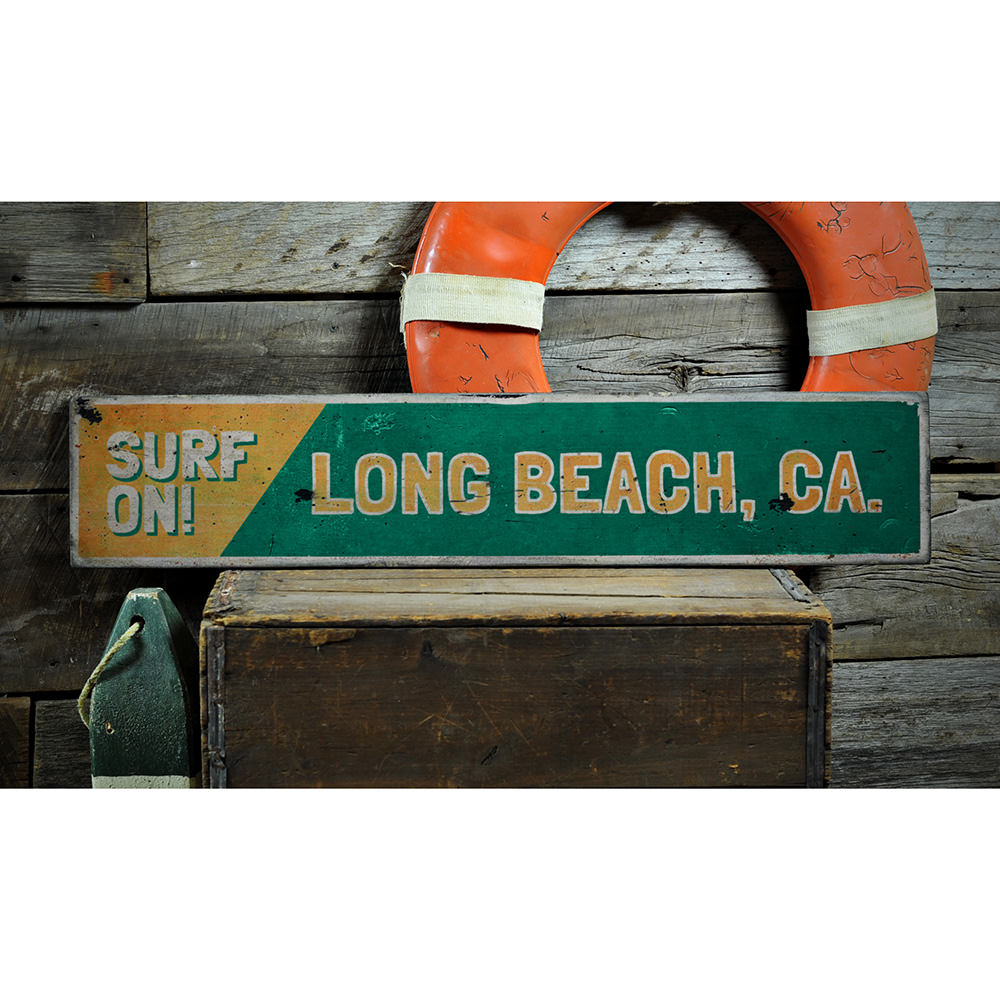 Surf On Vintage Wood Sign