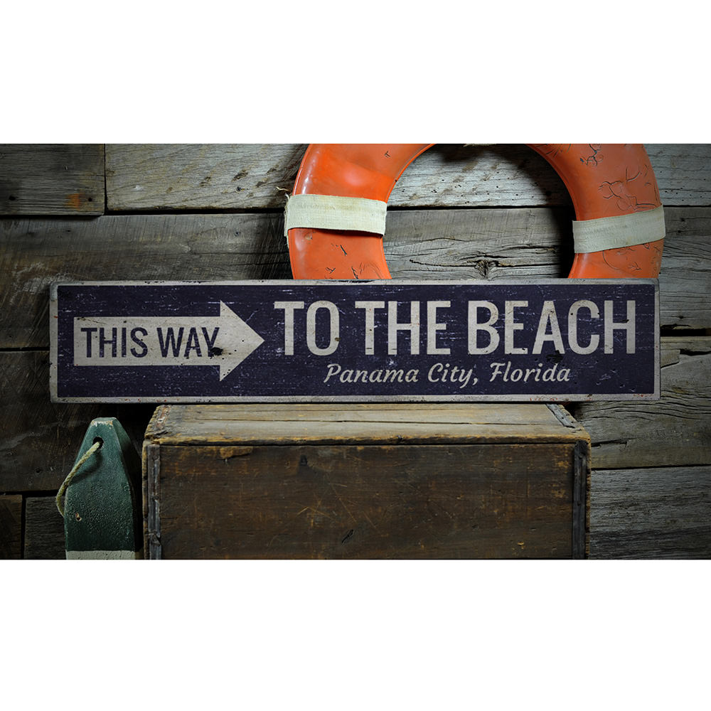 Beach Directional Vintage Wood Sign