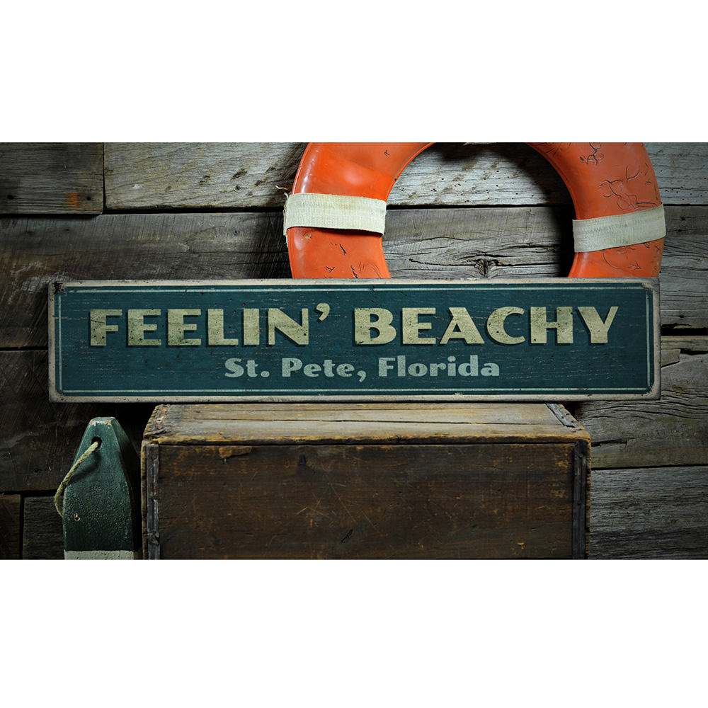 Feelin' Beachy Vintage Wood Sign