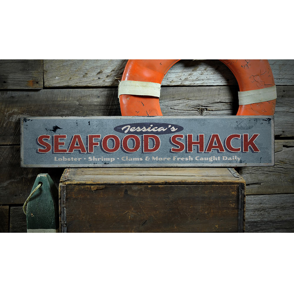 Seafood Restaurant Vintage Wood Sign