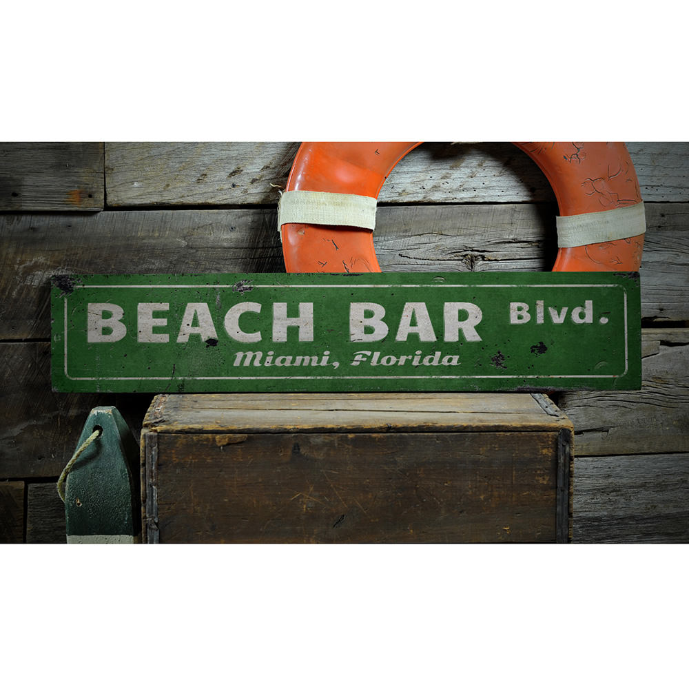 Beach Bar Street Vintage Wood Sign