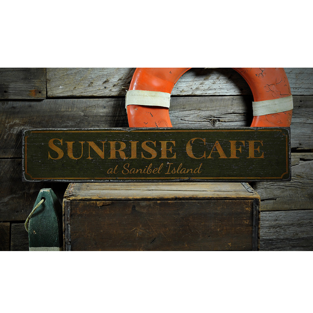 Sunrise Cafe Vintage Wood Sign