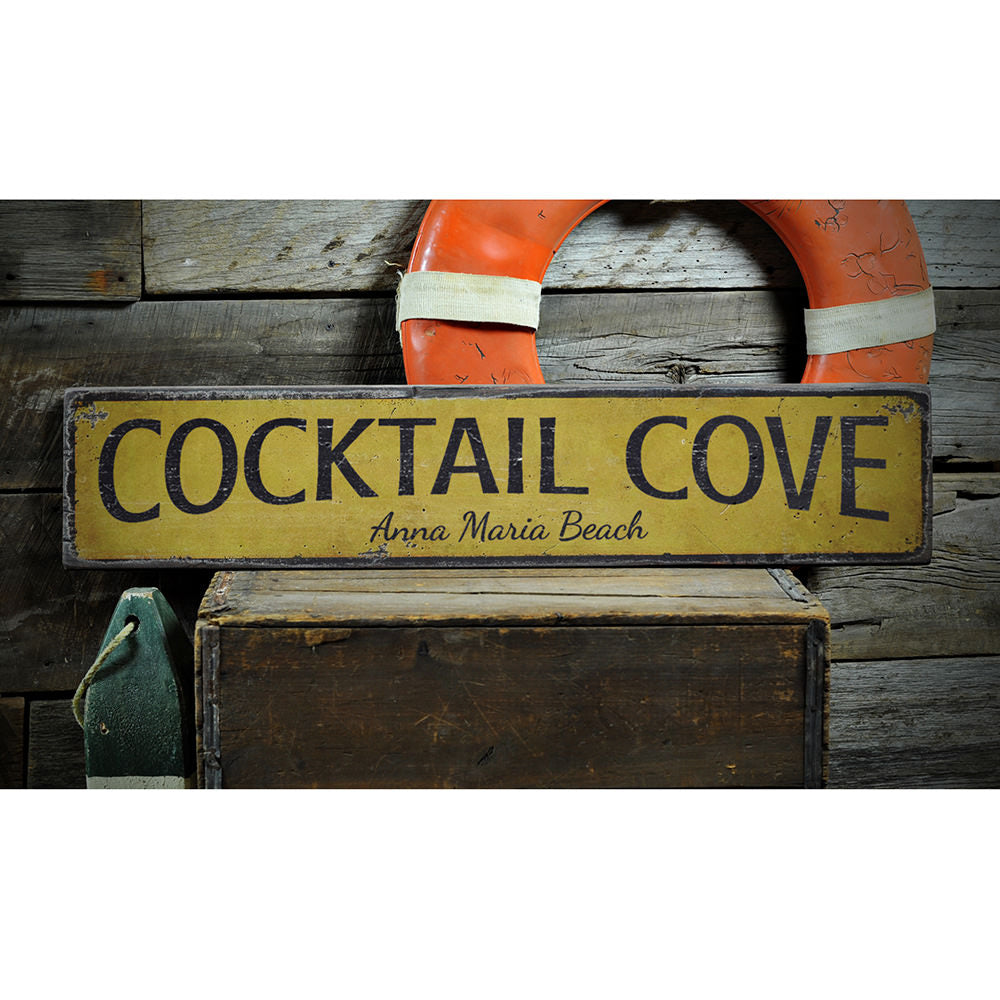 Cocktail Cove Vintage Wood Sign