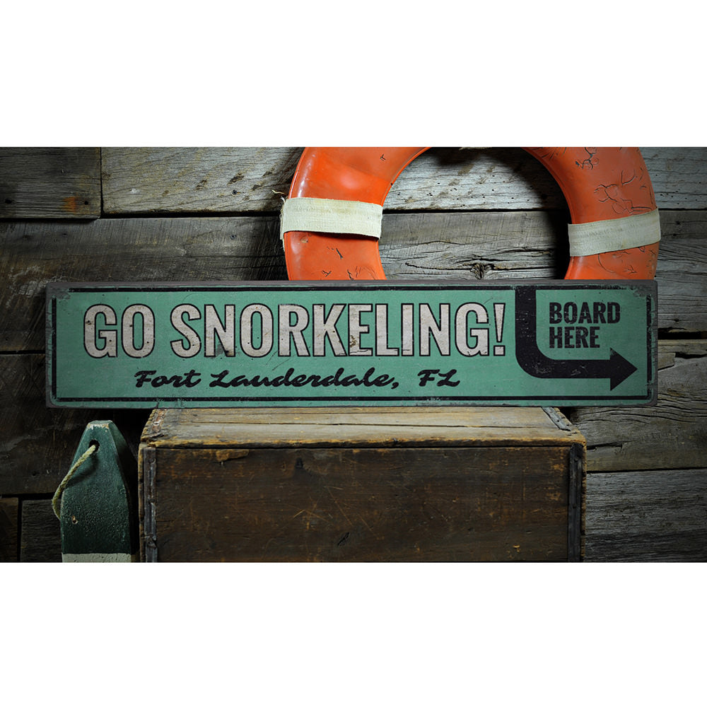 Go Snorkeling Vintage Wood Sign