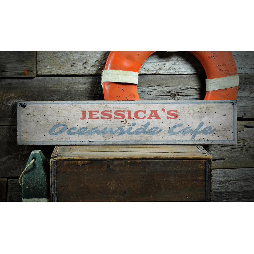 Oceanside Cafe Vintage Wood Sign