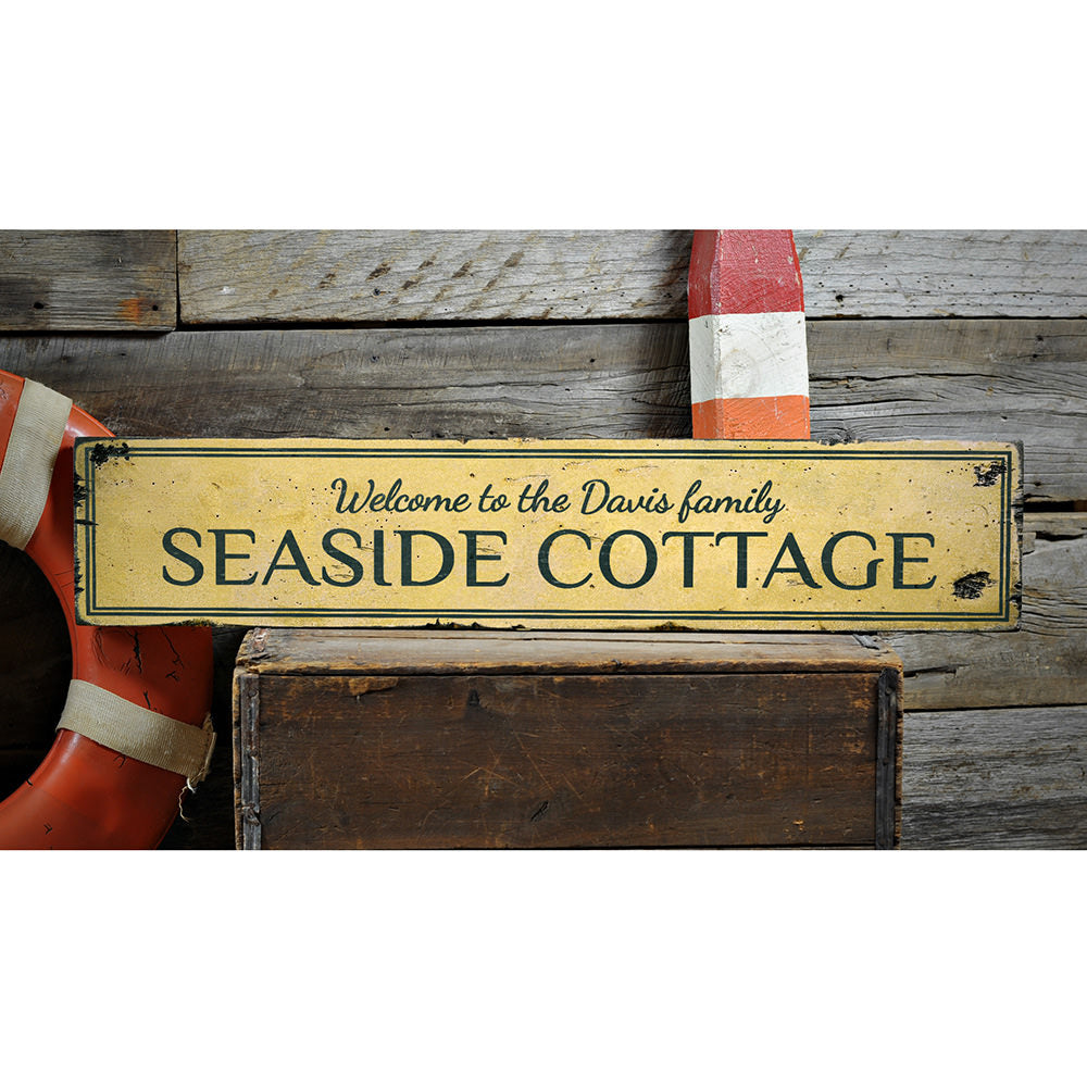 Seaside Cottage Vintage Wood Sign