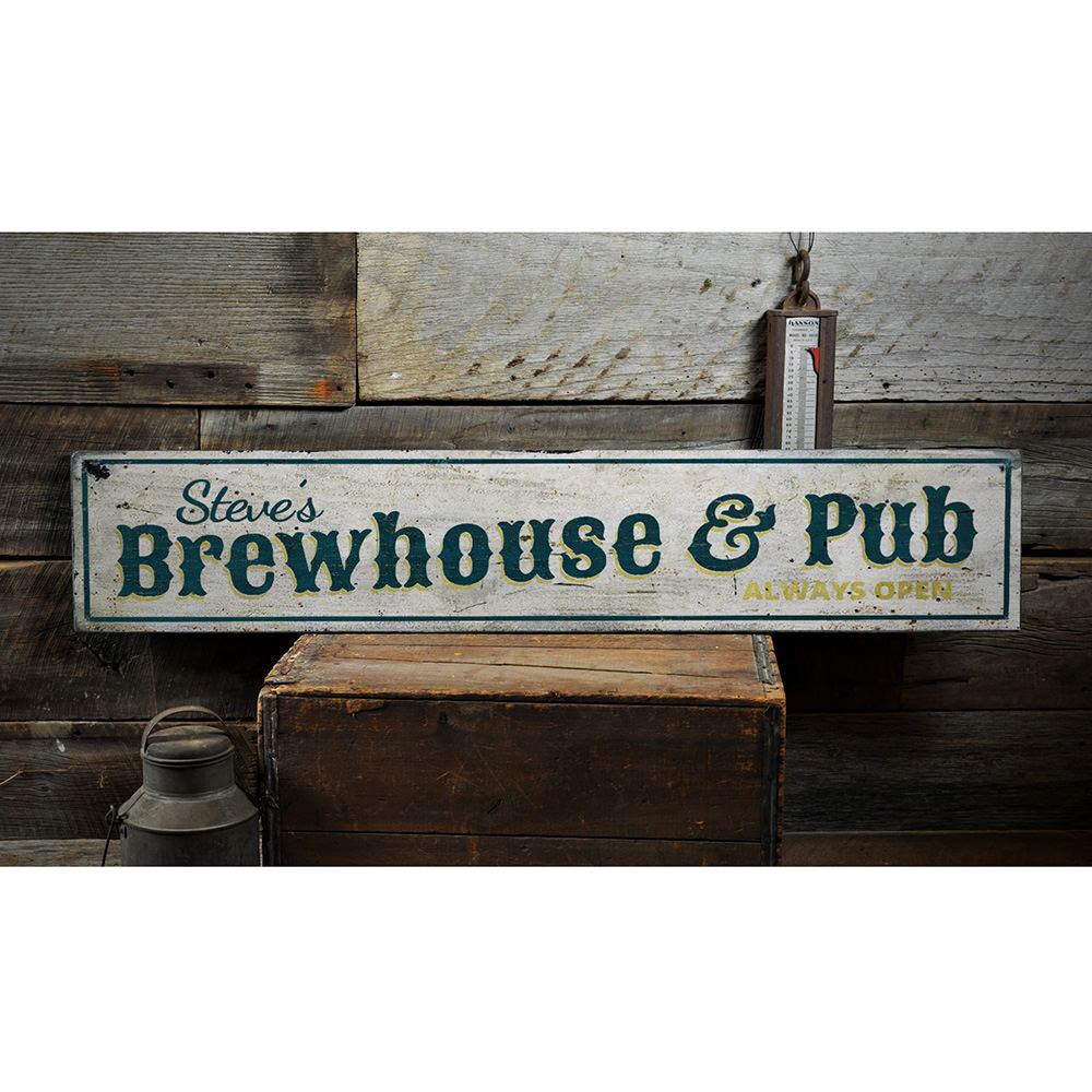 Brewhouse & Pub Vintage Wood Sign
