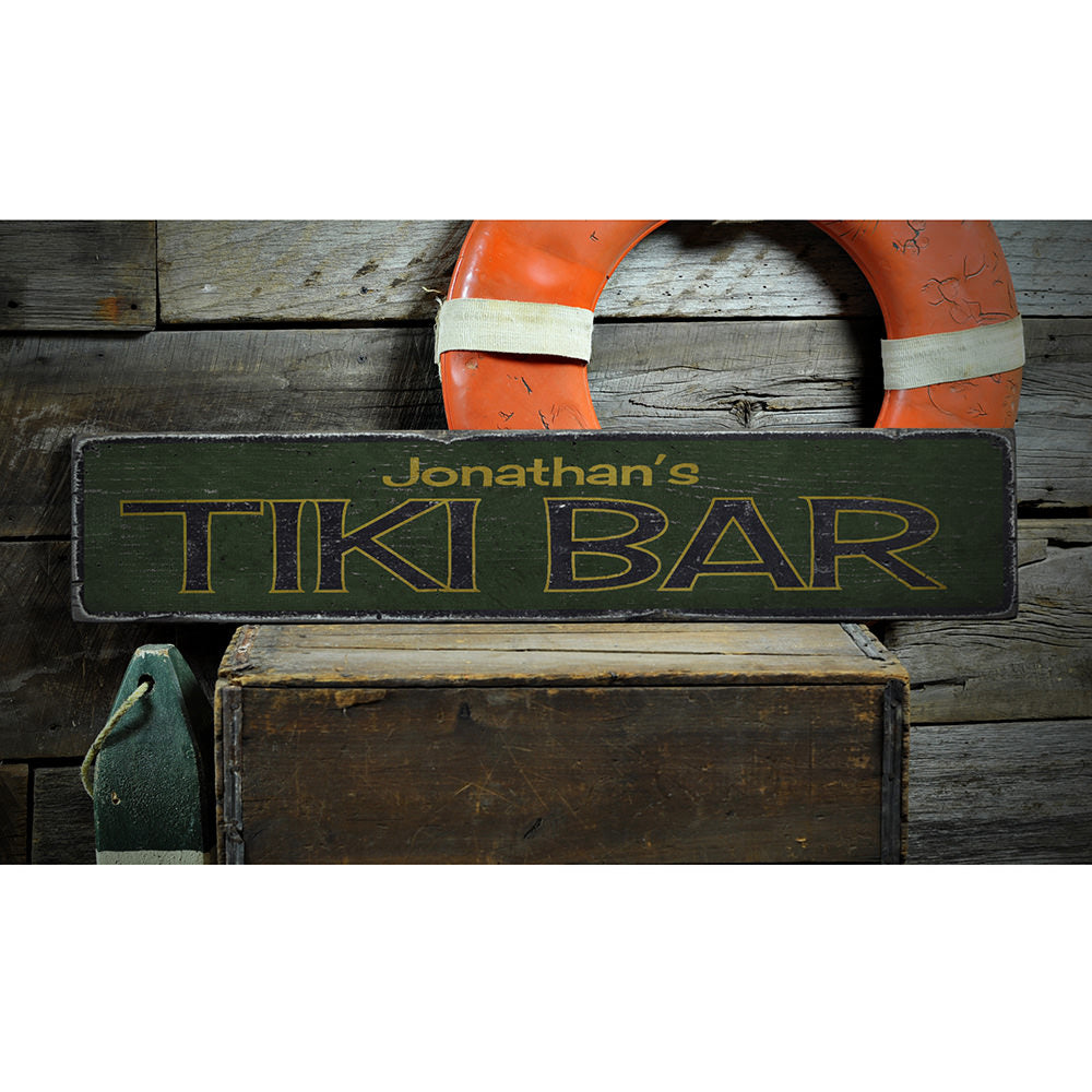 Tiki Vintage Wood Sign