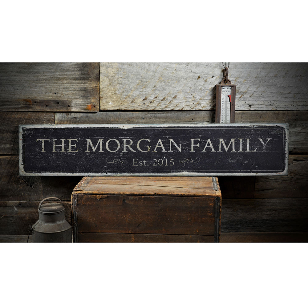 Family Name Vintage Wood Sign