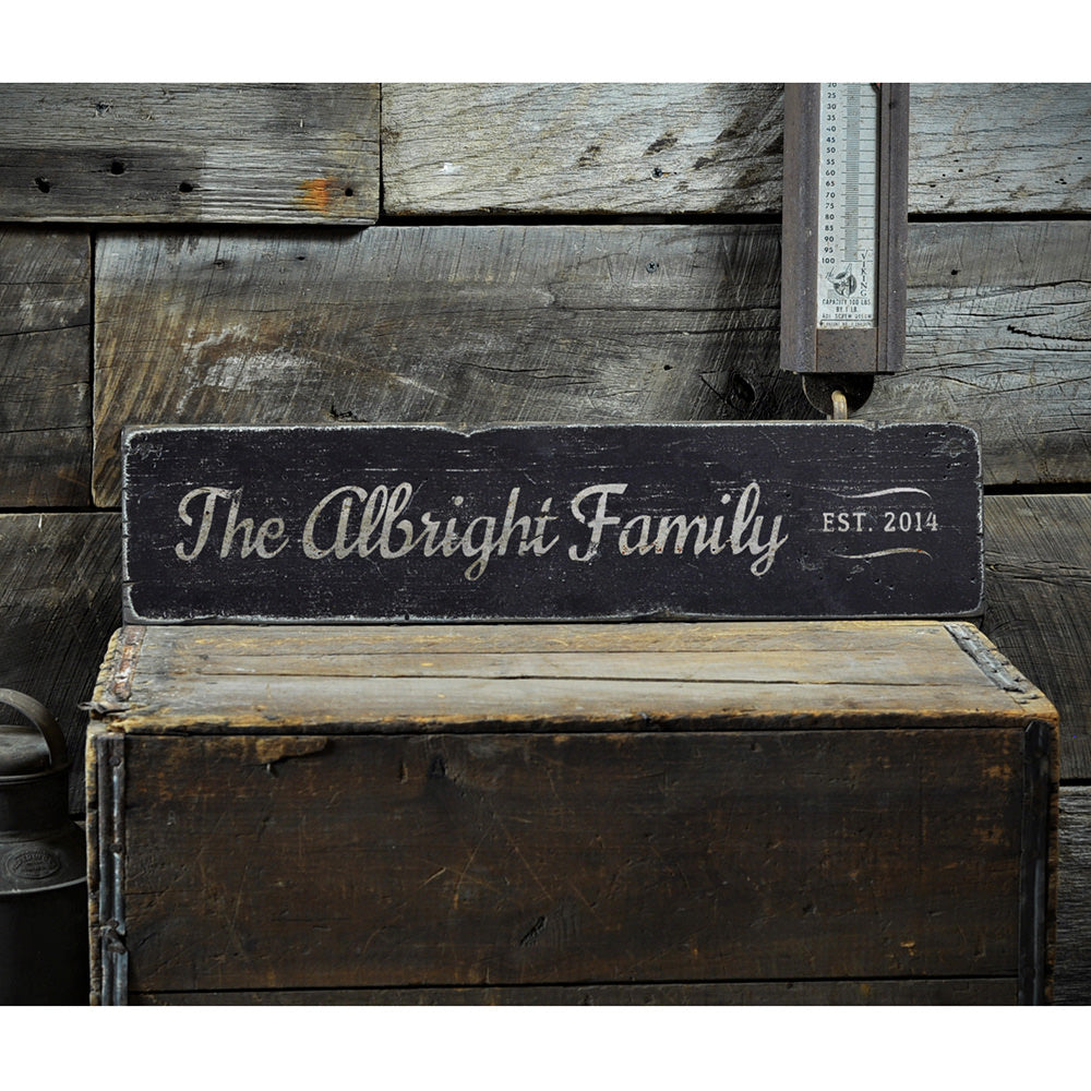 Family Established Vintage Wood Sign