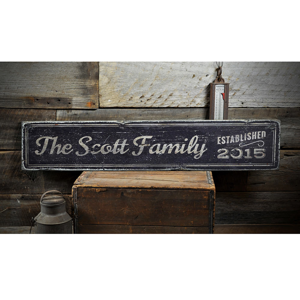 Last Name Family Vintage Wood Sign