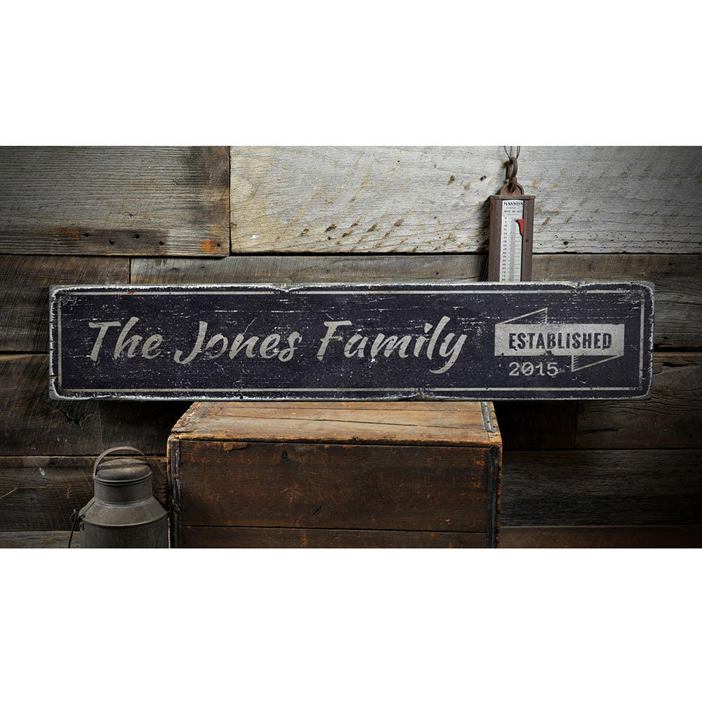 Family Name Established Vintage Wood Sign