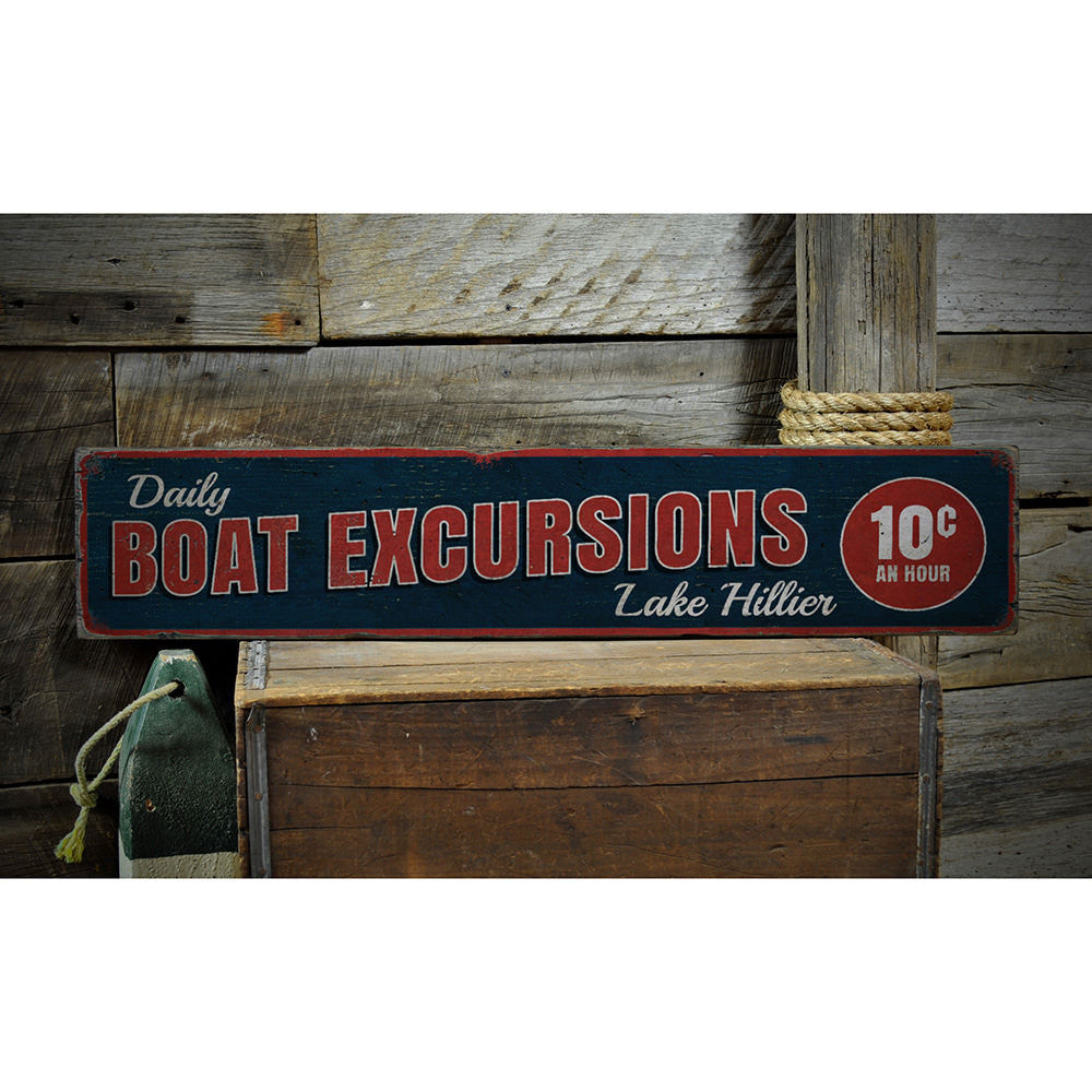 Daily Boat Excursions Vintage Wood Sign