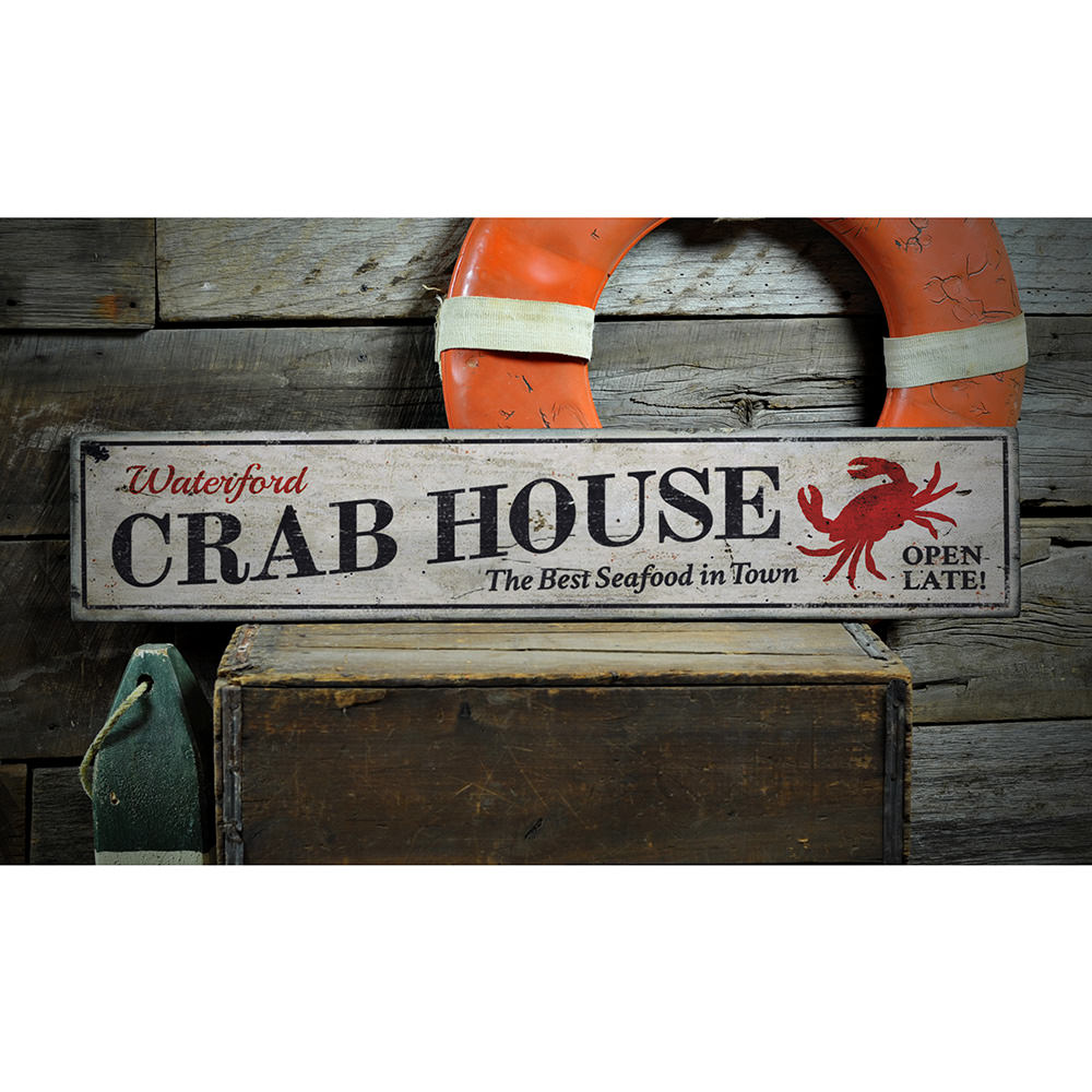 Fresh Crab House Vintage Wood Sign