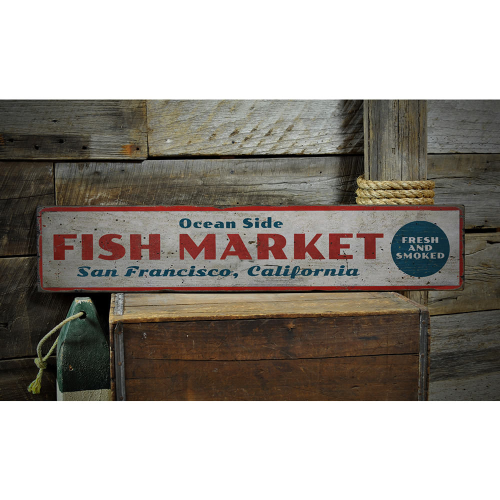 Fish Market Vintage Wood Sign