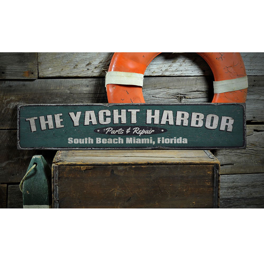 Yacht Harbor Vintage Wood Sign