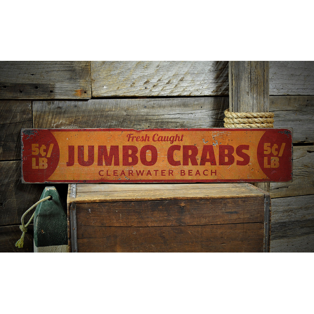 Jumbo Crabs Vintage Wood Sign