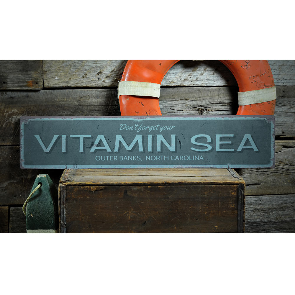 Vitamin Sea Vintage Wood Sign