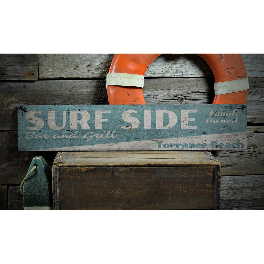 Surfside Bar & Grill Vintage Wood Sign
