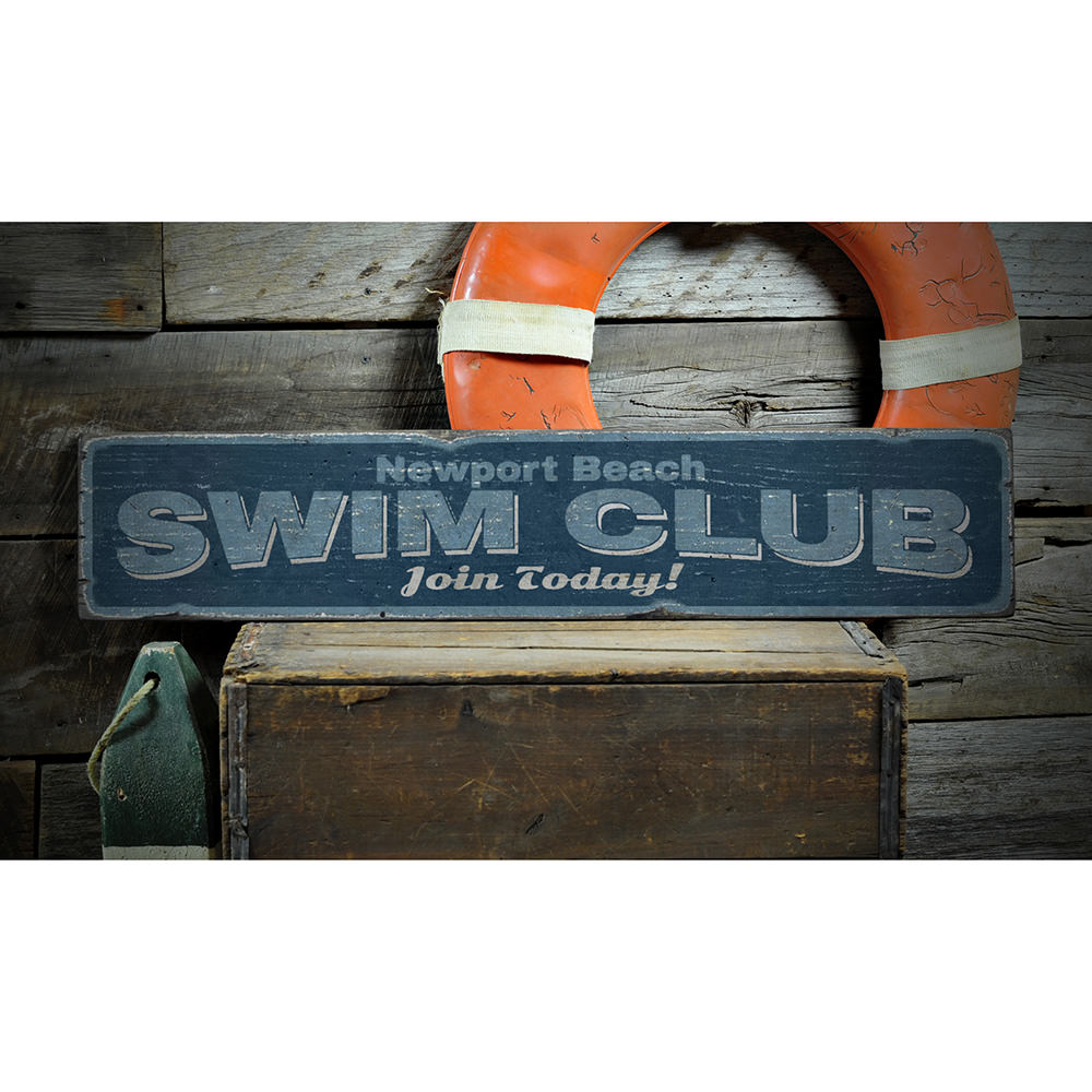 Swim Club Vintage Wood Sign