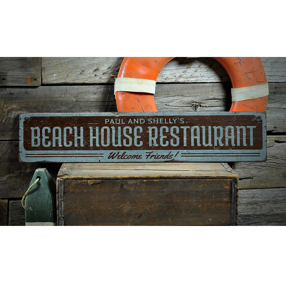 Beach House Restaurant Vintage Wood Sign