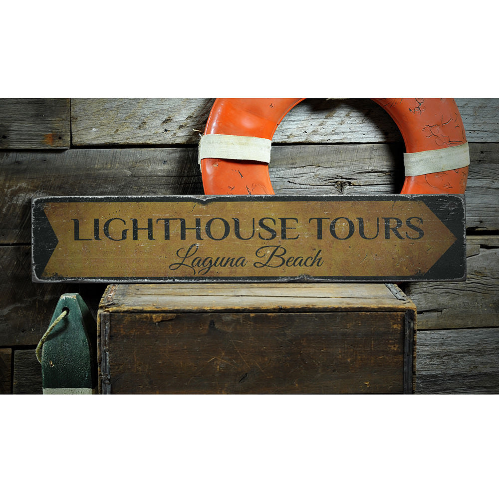 Lighthouse Tours Vintage Wood Sign