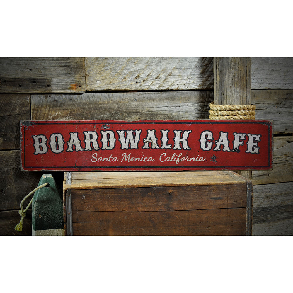 Boardwalk Cafe Vintage Wood Sign
