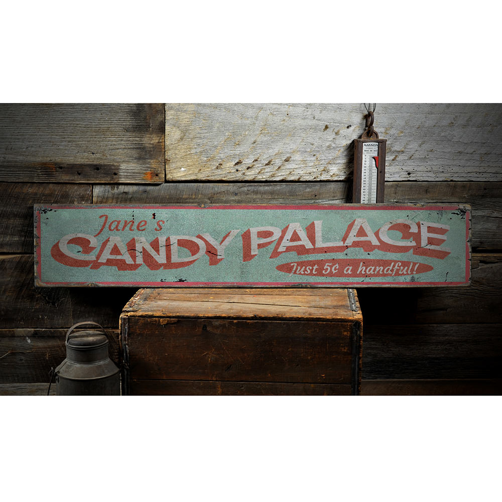 Candy Palace Vintage Wood Sign