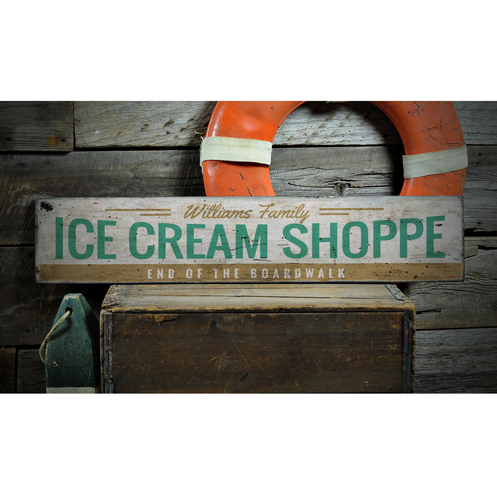 Ice Cream Shoppe Vintage Wood Sign