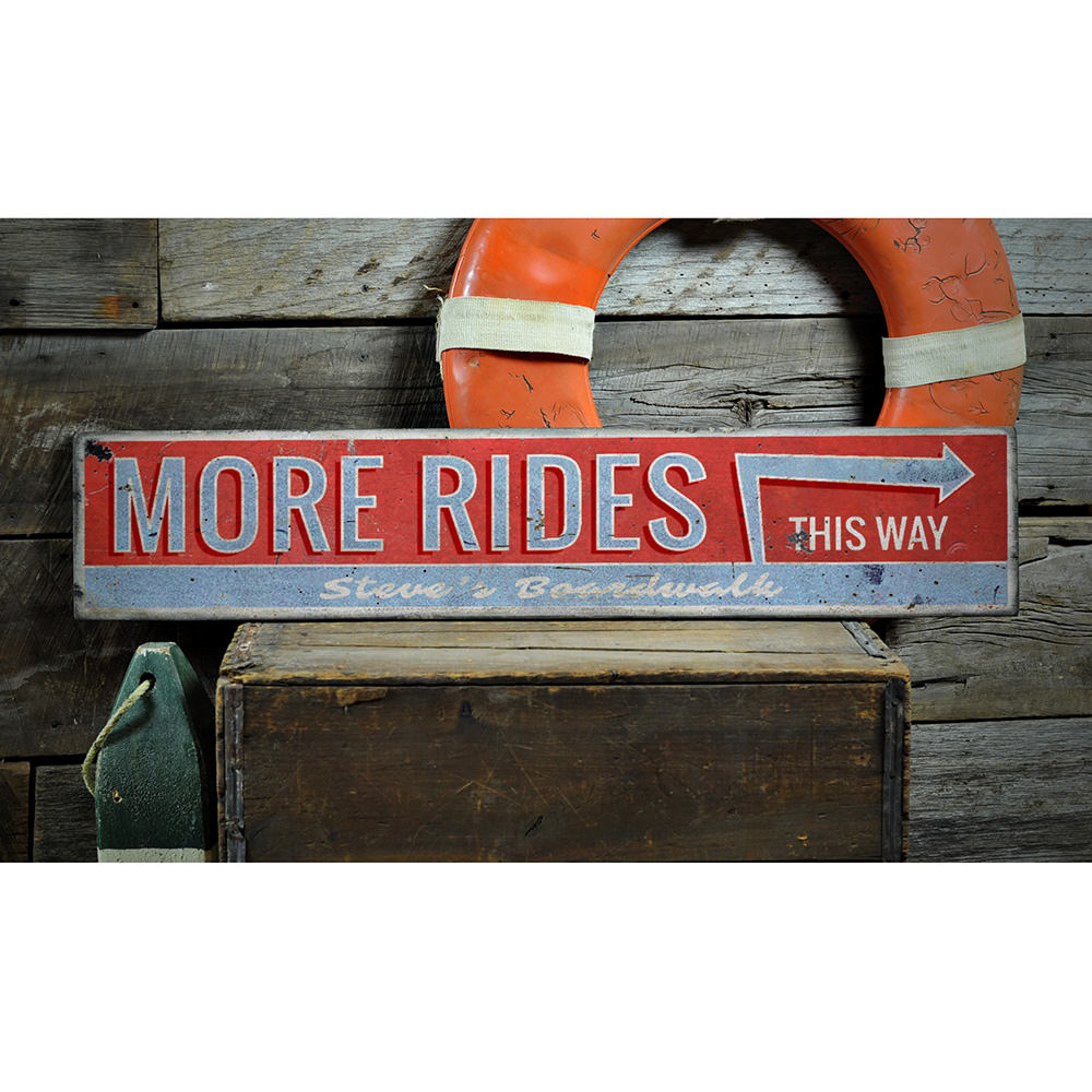 More Amusement Rides This Way Vintage Wood Sign