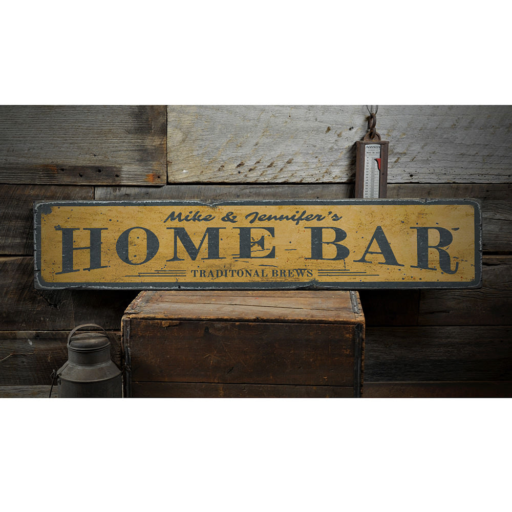 Tradtional Brew Home Bar Vintage Wood Sign