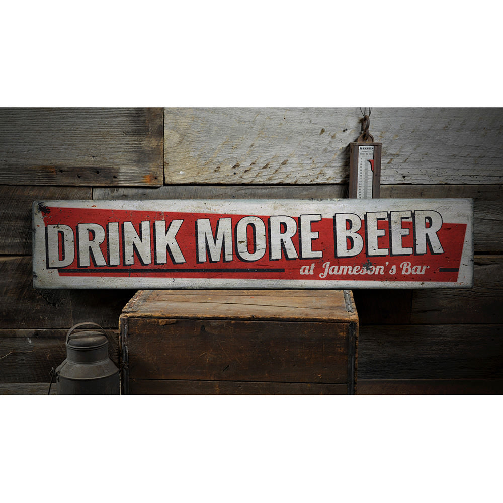 Drink More Beer Vintage Wood Sign