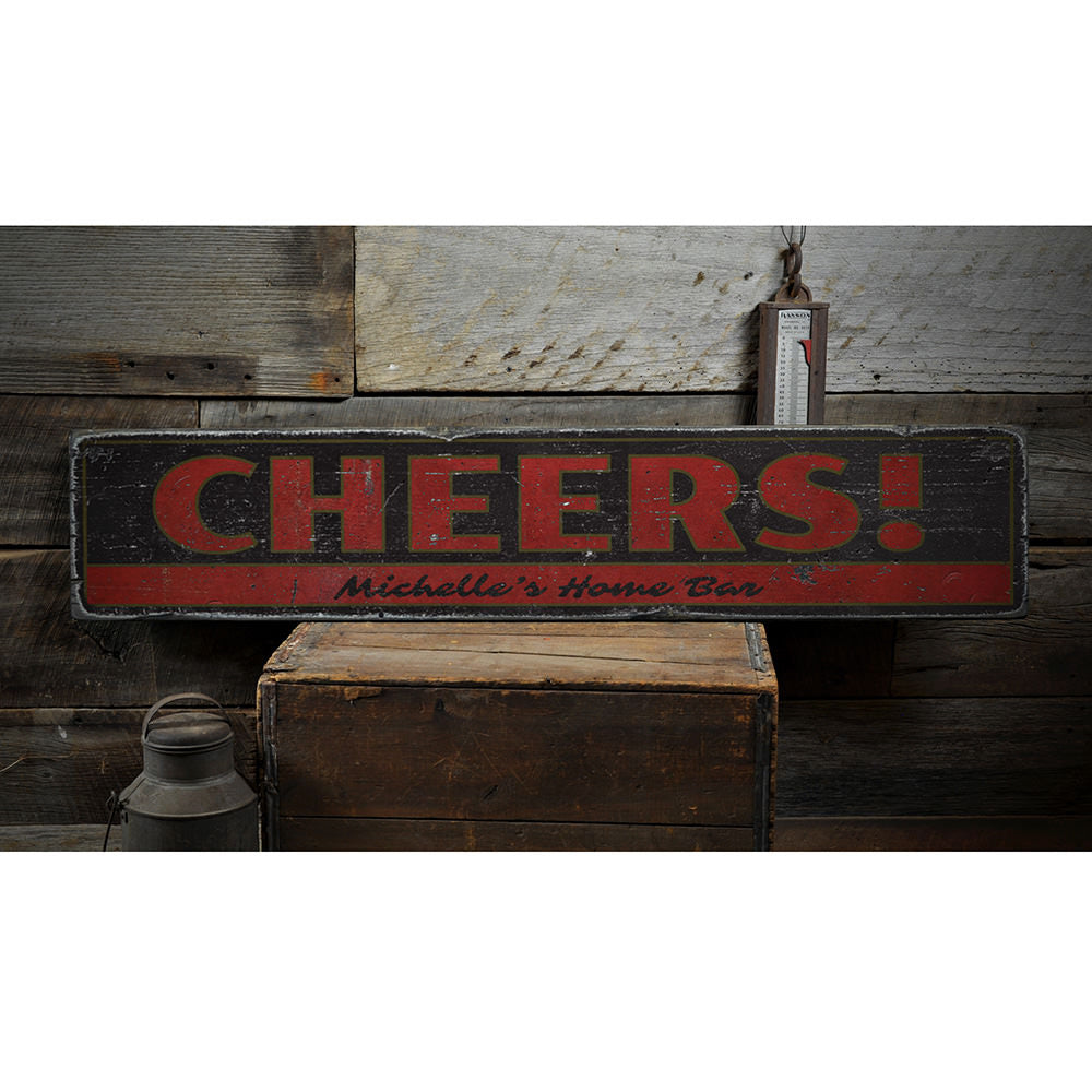 Cheers Vintage Wood Sign