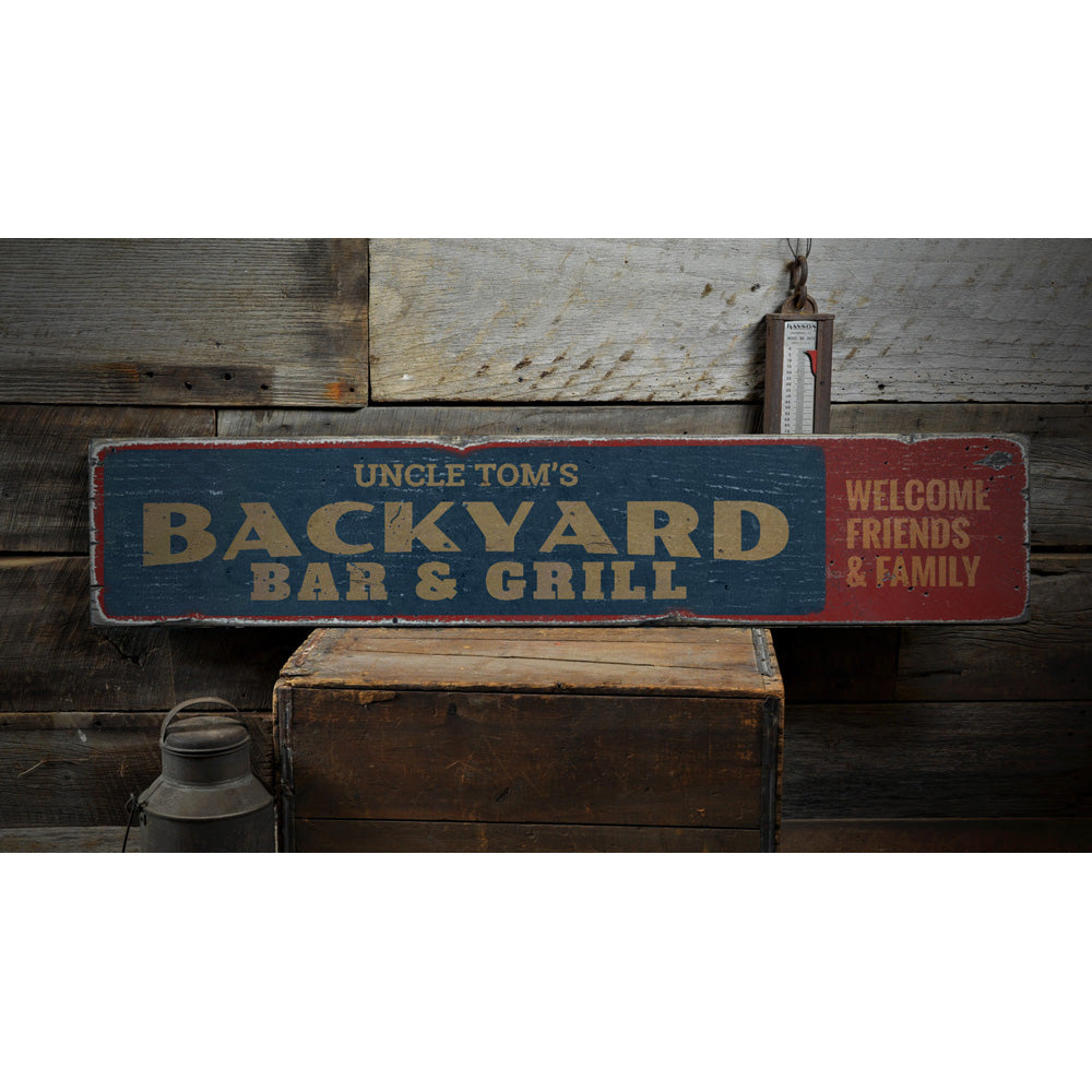 Backyard Bar & Grill Rustic Wood Sign
