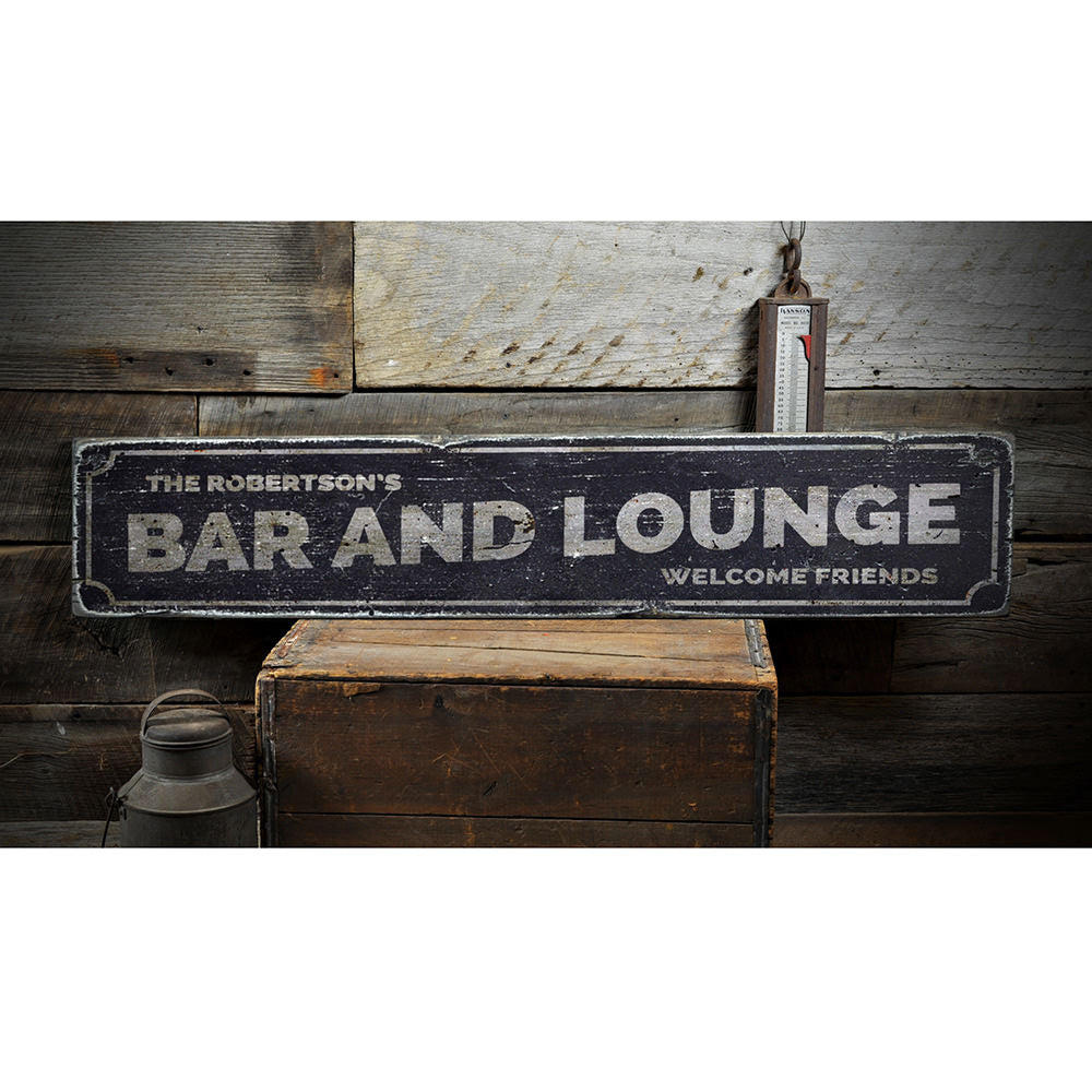 Bar and Lounge Vintage Wood Sign