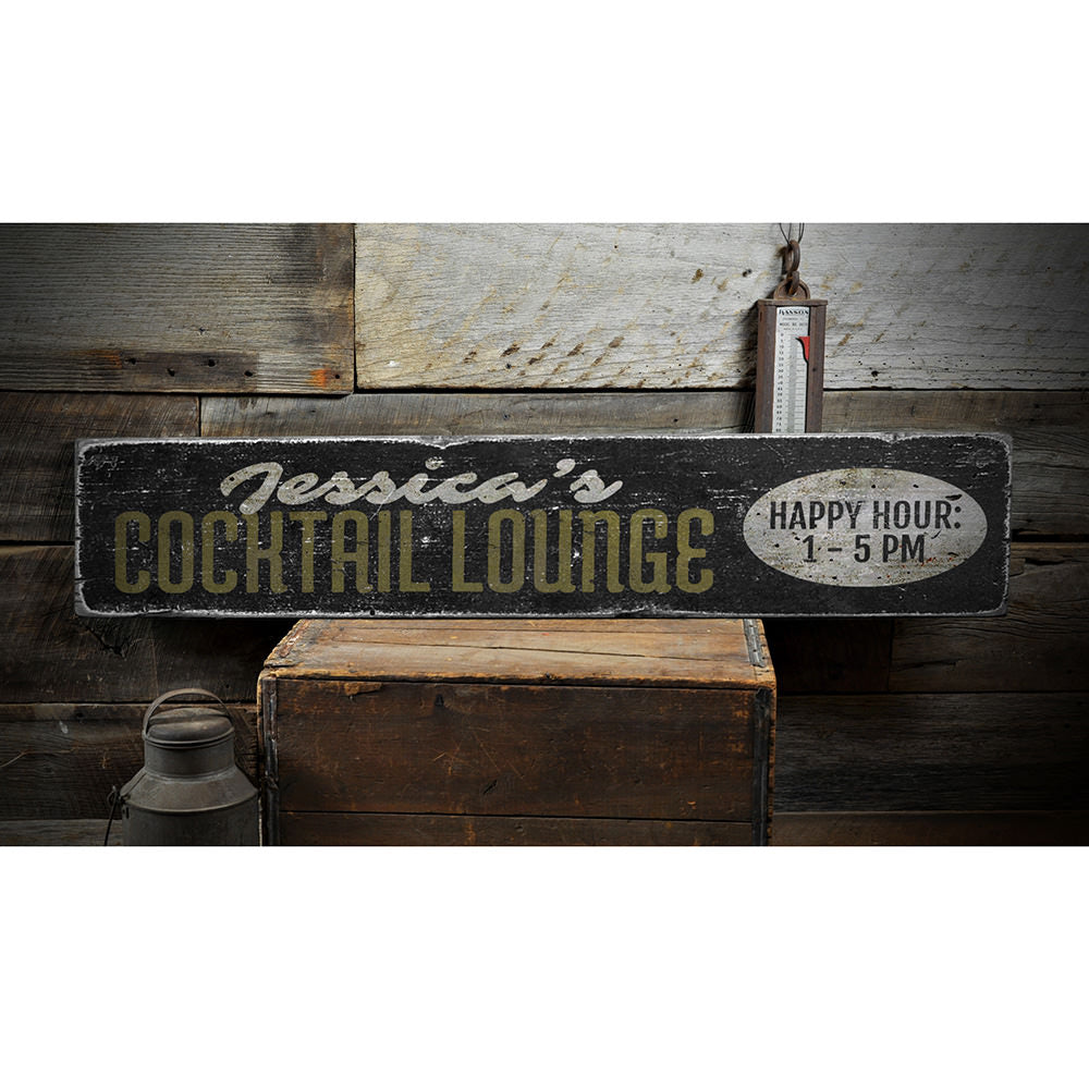 Cocktail Lounge Vintage Wood Sign