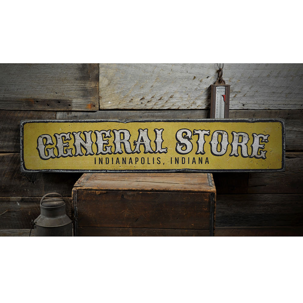 General Store Location Vintage Wood Sign