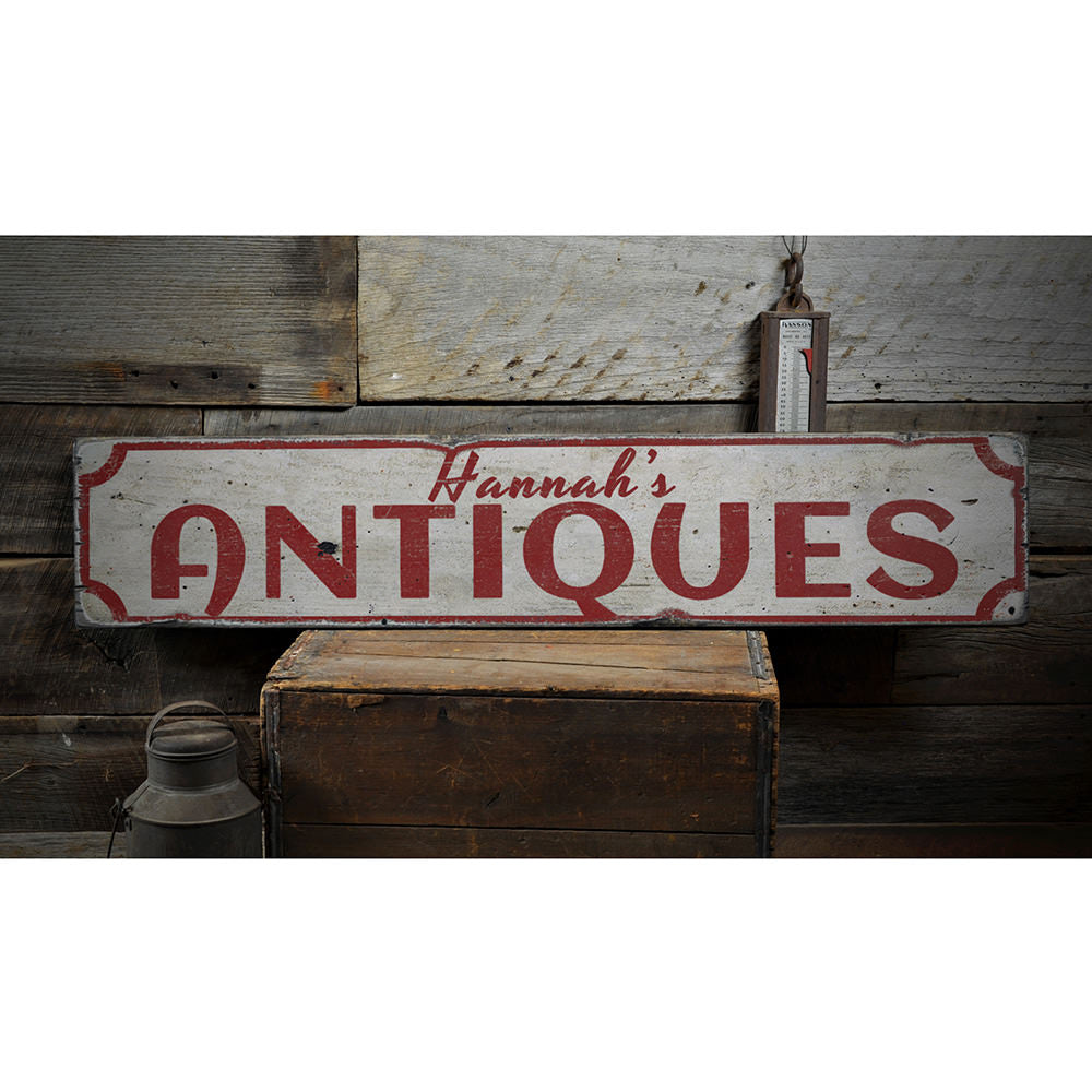 Antiques Vintage Wood Sign