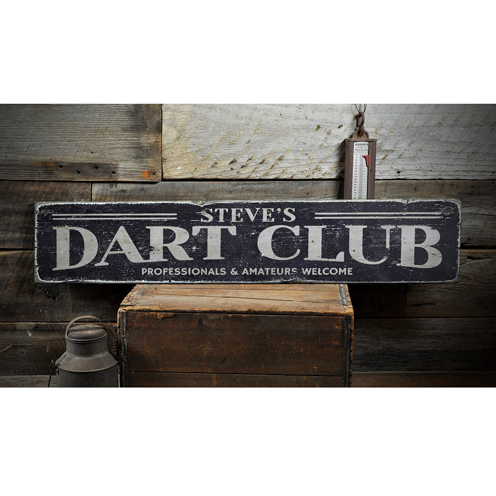 Dart Club Vintage Wood Sign
