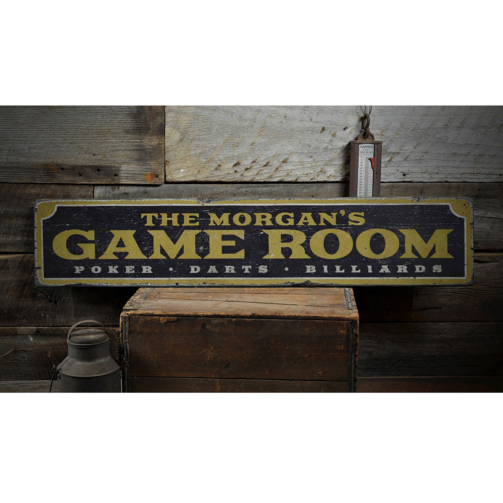 Family Game Room Vintage Wood Sign