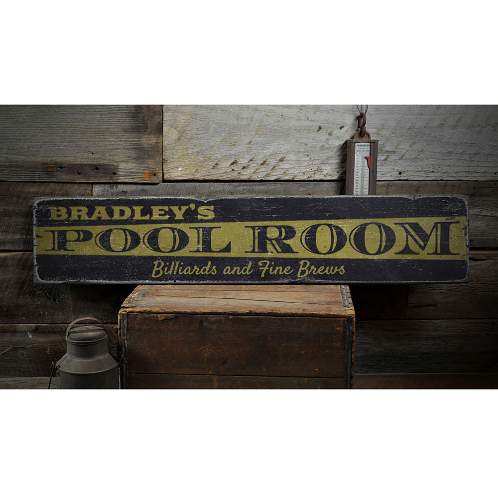 Pool Room Vintage Wood Sign