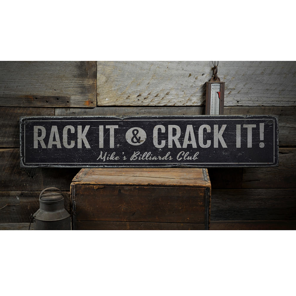 Rack It & Crack It Vintage Wood Sign