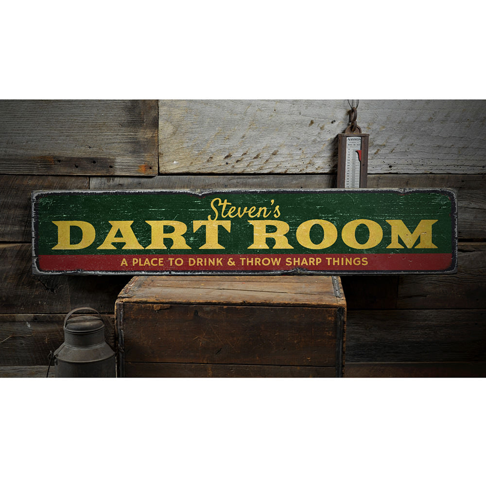 Dart Room Vintage Wood Sign