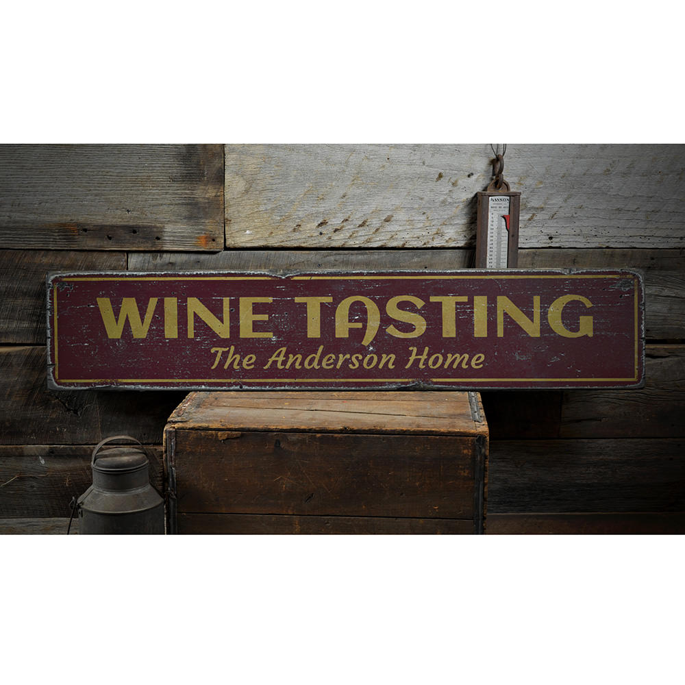 Wine Tasting Vintage Wood Sign