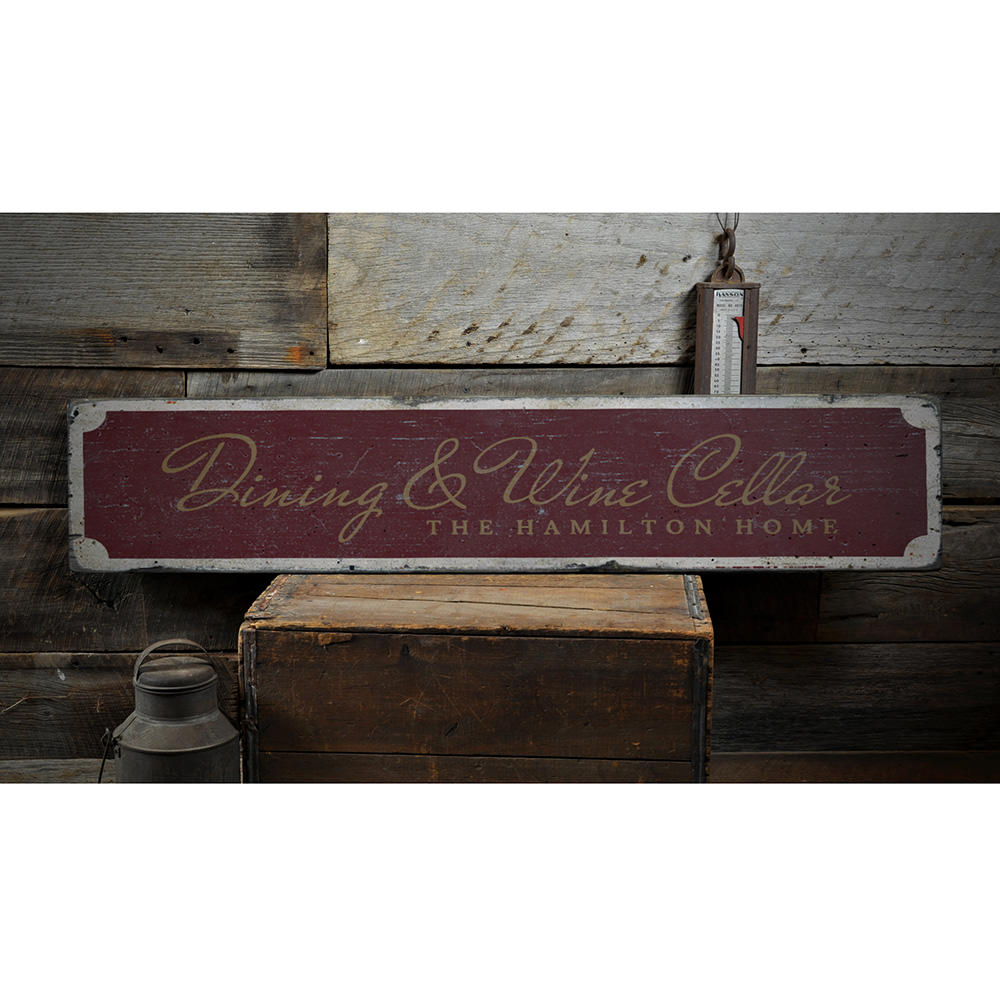 Wine & Dine Vintage Wood Sign
